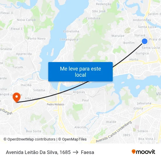 Avenida Leitão Da Silva, 1685 to Faesa map