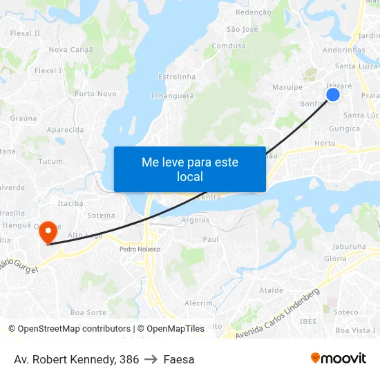 Av. Robert Kennedy, 386 to Faesa map