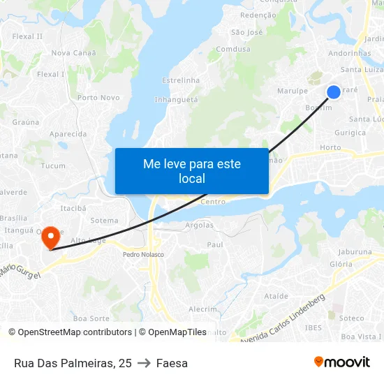 Rua Das Palmeiras, 25 to Faesa map