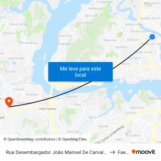 Rua Desembargador João Manoel De Carvalho, 2-62 to Faesa map