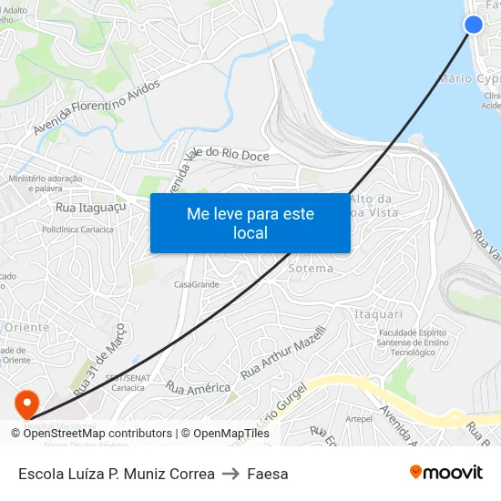 Escola Luíza P. Muniz Correa to Faesa map