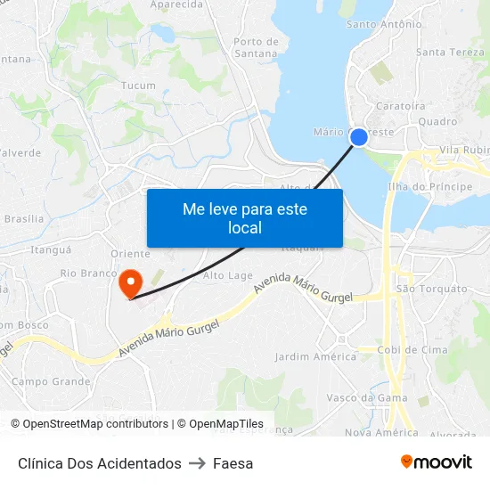Clínica Dos Acidentados to Faesa map