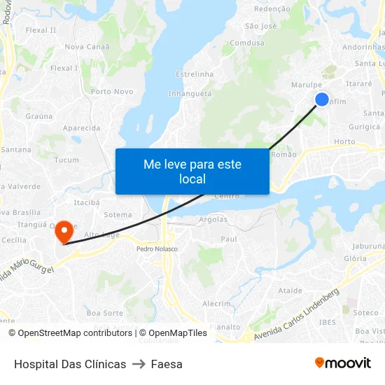 Hospital Das Clínicas to Faesa map