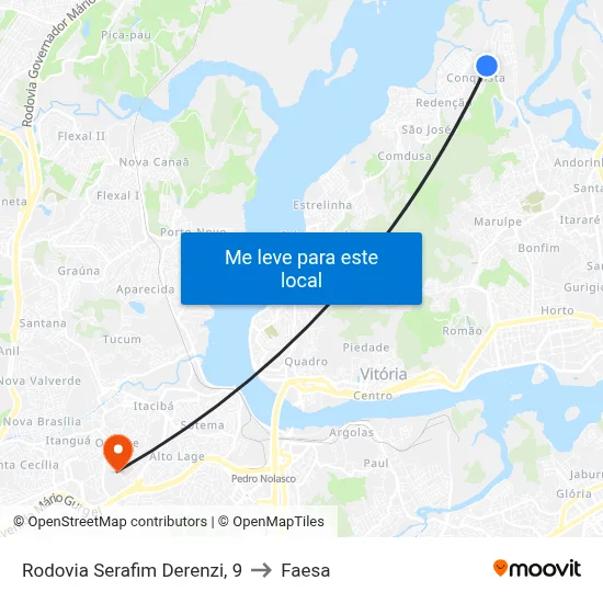 Rodovia Serafim Derenzi, 9 to Faesa map