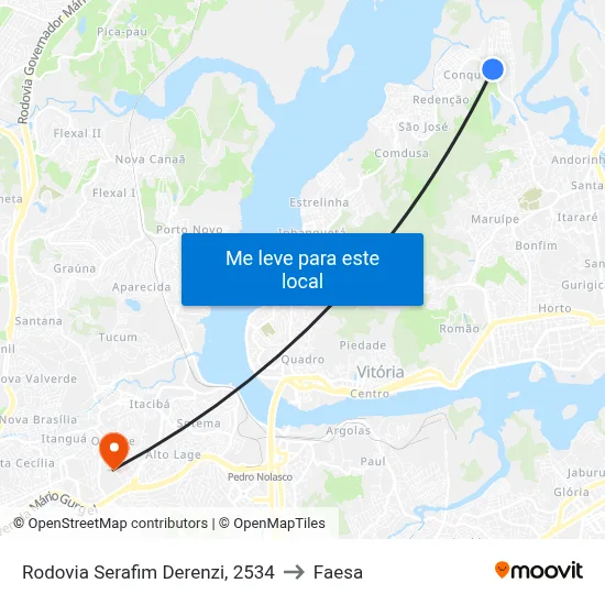 Rodovia Serafim Derenzi, 2534 to Faesa map