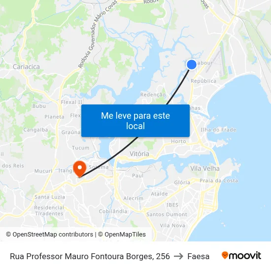 Rua Professor Mauro Fontoura Borges, 256 to Faesa map