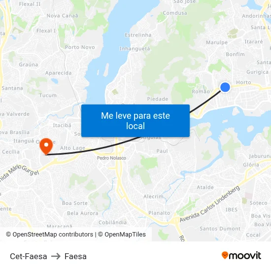 Cet-Faesa to Faesa map