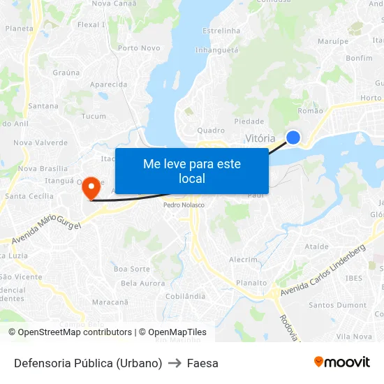 Defensoria Pública (Urbano) to Faesa map