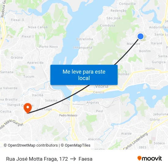 Rua José Motta Fraga, 172 to Faesa map