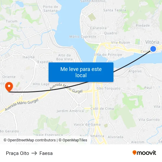 Praça Oito to Faesa map