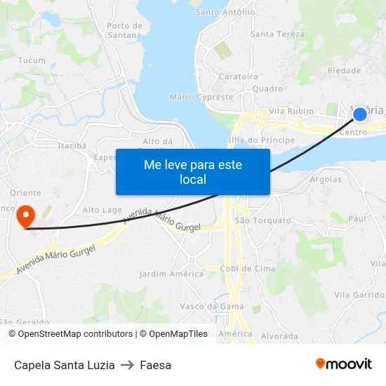 Capela Santa Luzia to Faesa map