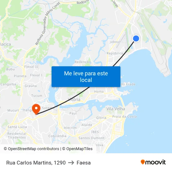 Rua Carlos Martins, 1290 to Faesa map