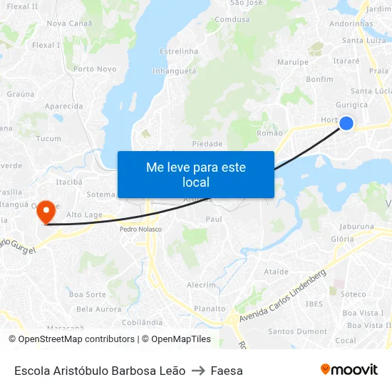 Escola Aristóbulo Barbosa Leão to Faesa map