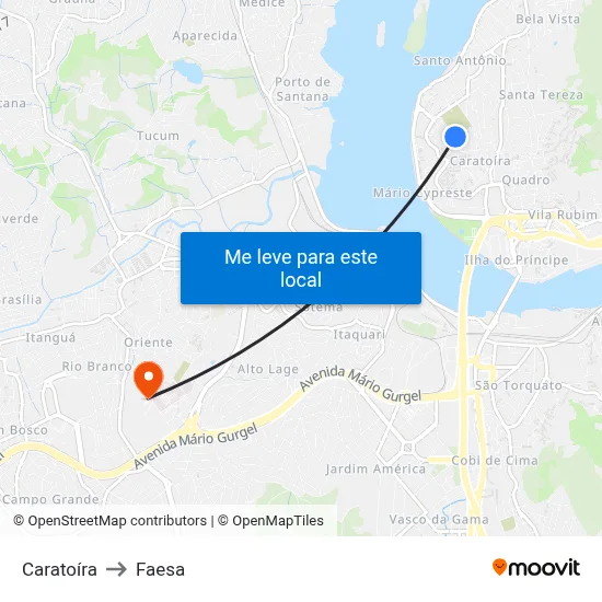 Caratoíra to Faesa map