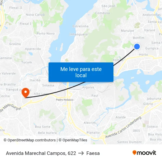 Avenida Marechal Campos, 622 to Faesa map