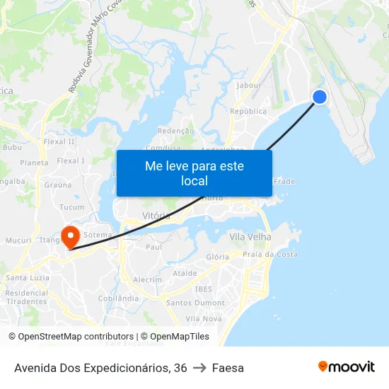 Avenida Dos Expedicionários, 36 to Faesa map