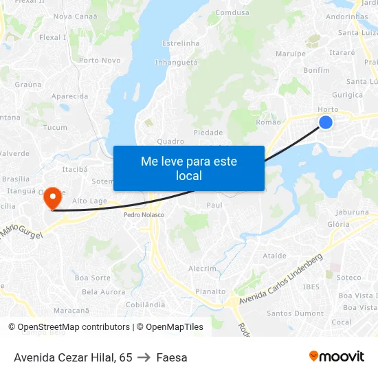 Avenida Cezar Hilal, 65 to Faesa map