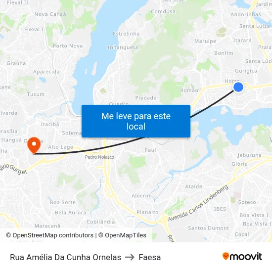 Rua Amélia Da Cunha Ornelas to Faesa map