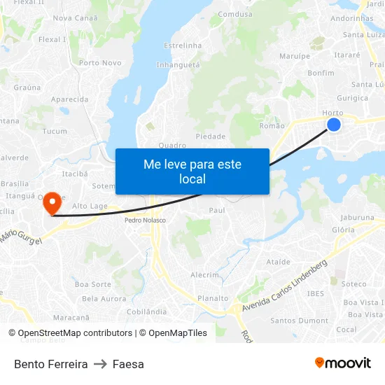 Bento Ferreira to Faesa map