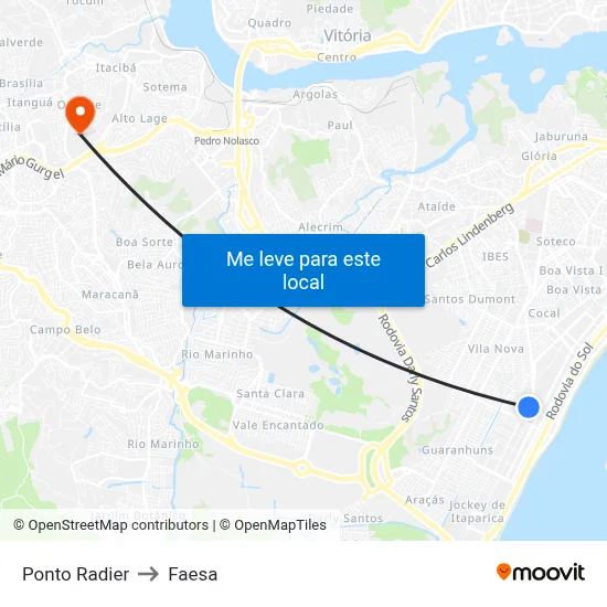 Ponto Radier to Faesa map