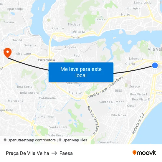 Praça De Vila Velha to Faesa map