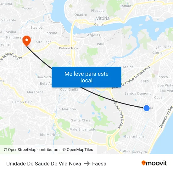 Unidade De Saúde De Vila Nova to Faesa map