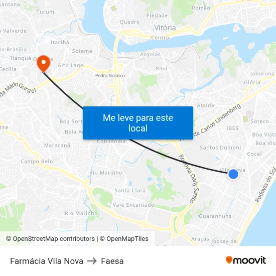 Farmácia Vila Nova to Faesa map