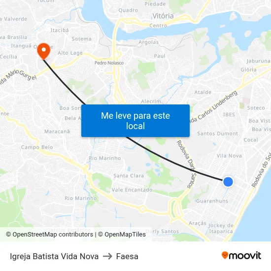 Igreja Batista Vida Nova to Faesa map