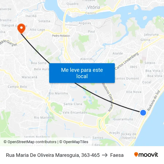 Rua Maria De Oliveira Maresguia, 363-465 to Faesa map