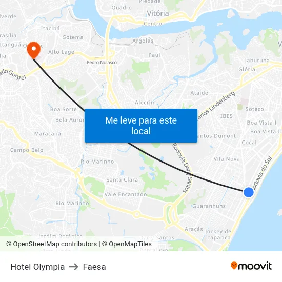 Hotel Olympia to Faesa map