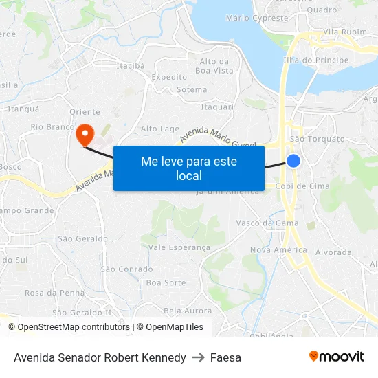 Avenida Senador Robert Kennedy to Faesa map