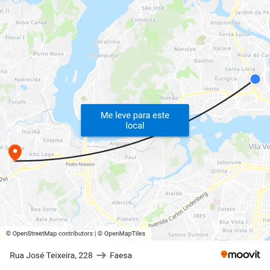 Rua José Teixeira, 228 to Faesa map