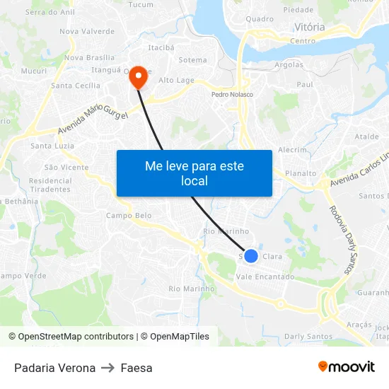 Padaria Verona to Faesa map