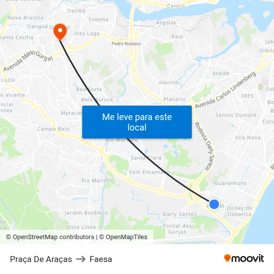 Praça De Araças to Faesa map
