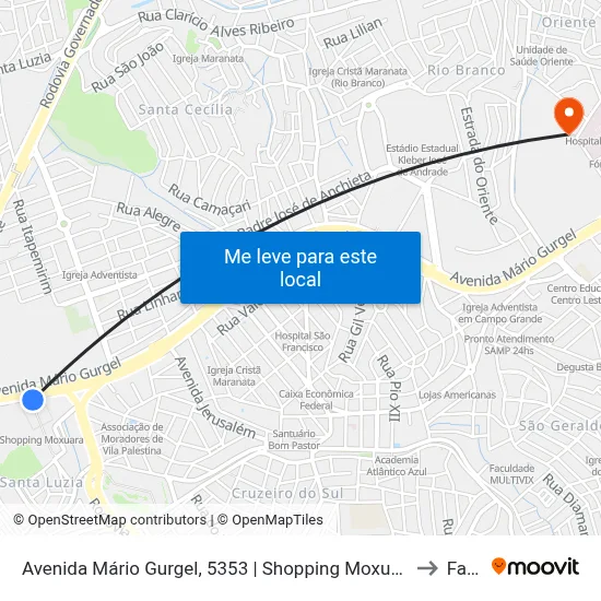Avenida Mário Gurgel, 5353 | Shopping Moxuara - São Francisco to Faesa map