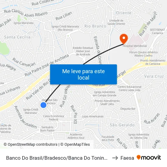 Banco Do Brasil/Bradesco/Banca Do Toninho to Faesa map