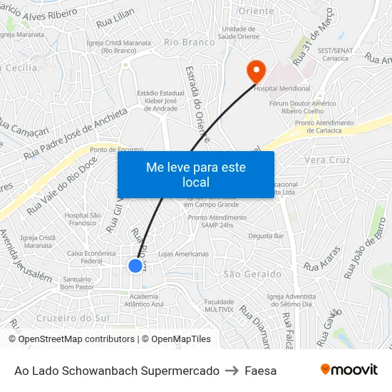 Ao Lado Schowanbach Supermercado to Faesa map