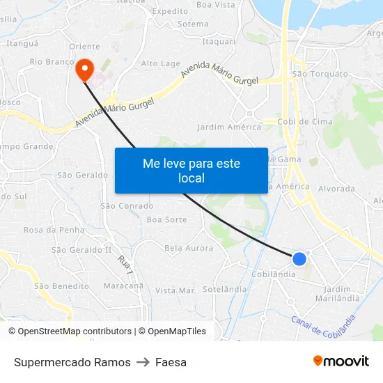 Supermercado Ramos to Faesa map