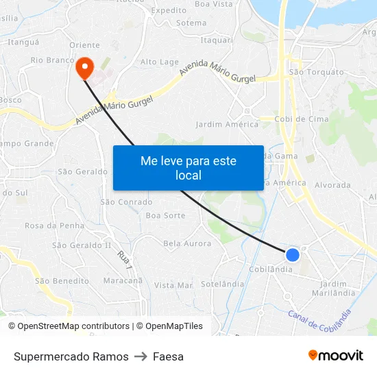 Supermercado Ramos to Faesa map