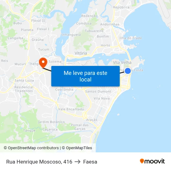 Rua Henrique Moscoso, 416 to Faesa map