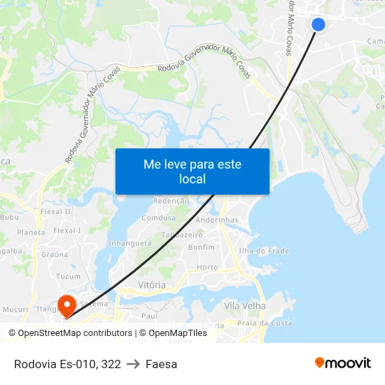Rodovia Es-010, 322 to Faesa map