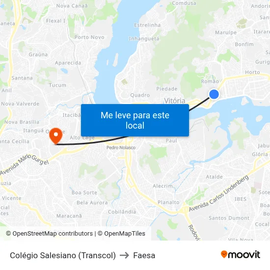 Colégio Salesiano (Transcol) to Faesa map