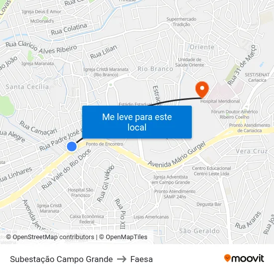 Subestação Campo Grande to Faesa map