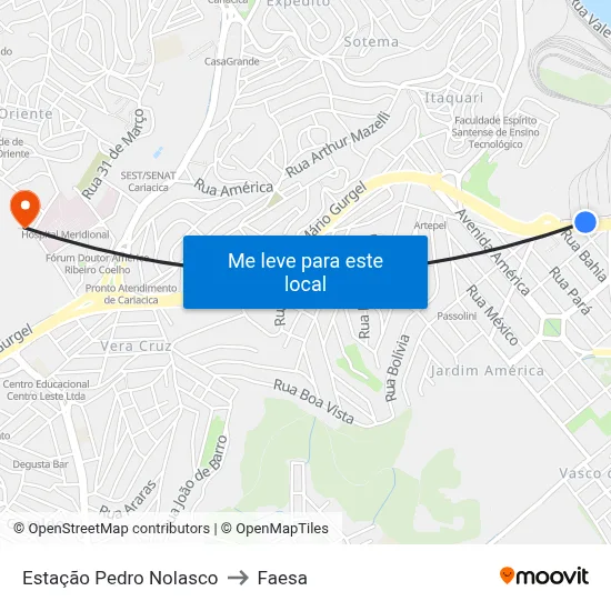 Estação Pedro Nolasco to Faesa map