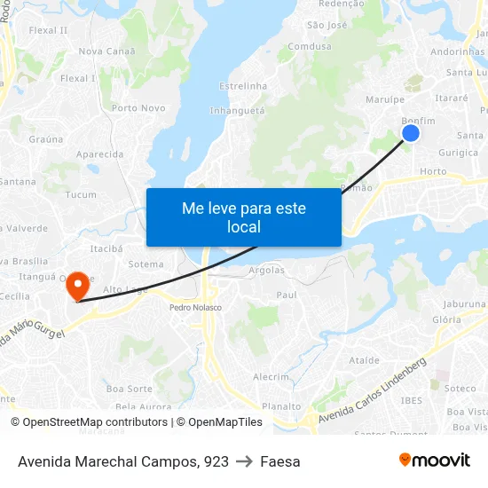 Avenida Marechal Campos, 923 to Faesa map