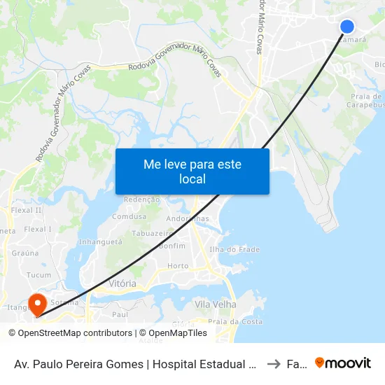 Av. Paulo Pereira Gomes | Hospital Estadual Jayme Santos Neves to Faesa map