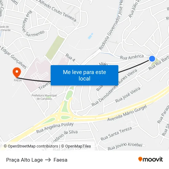 Praça Alto Lage to Faesa map