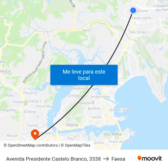 Avenida Presidente Castelo Branco, 3338 to Faesa map