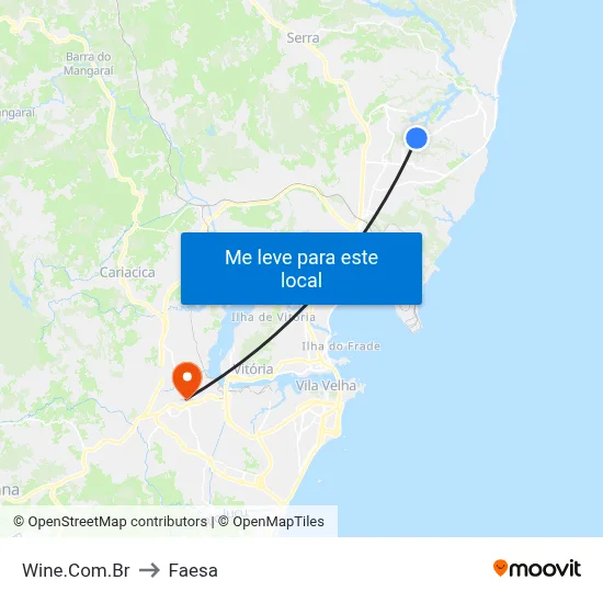 Wine.Com.Br to Faesa map