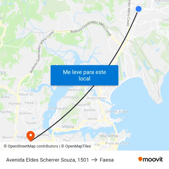 Avenida Eldes Scherrer Souza, 1501 to Faesa map